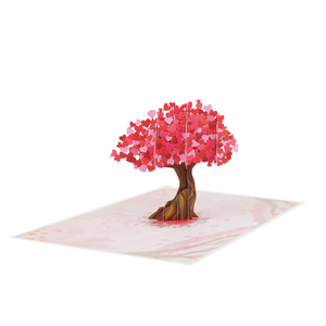 Venta al por mayor de tarjetas de árbol de amor rojo personalizable 3D Pop-Up diseño artesanía de papel encantador para el Día de San Valentín - Product Image 1