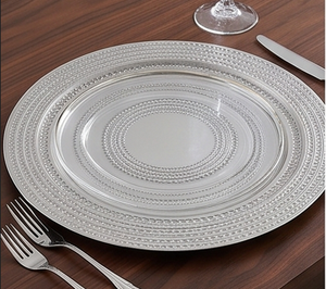 Premium Round <b>Ceramic</b> Charger <b>Plate</b> With Beaded Edge Classic Design For Dining Table Decoration Party Use - Product Image 3