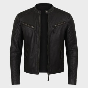 Leather Cafe Racer Motorcycle <b>Jacket</b>, Handmade Slim Fit Biker Coat, Genuine Leather Rider Outerwear, Vintage <b>Racing</b> Style Gift - Product Image 1