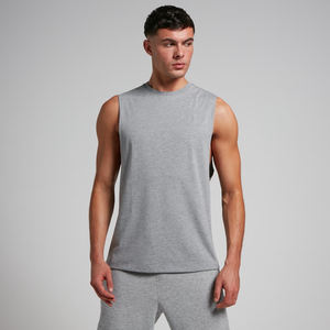 Men's Premium Cotton Spandex Tank <b>Top</b> Heather <b>Grey</b> High Quality Gym Workout Singlet Streetwear Training <b>Vest</b> Custom OEM <b>Tops</b> - Product Image 1
