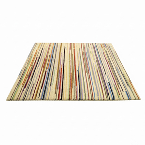 Multicolor Vertical Stripe Wool <b>Rug</b> <b>Ivory</b> Linear Pattern Non-Slip Eco-Friendly Hand Tufted Contemporary Area Carpet for Living - Product Image 2