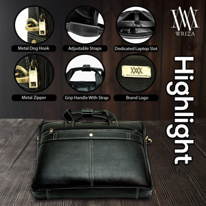 WRIZA Premium Genuine <b>Leather</b> Minimalist Eco-Friendly Laptop Messenger Bag for Men | 15.6 Inch Office <b>Briefcase</b> Adjustable - Product Image 2