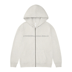 Pur coton 360G sweats à capuche lourds hommes pull à glissière de haute qualité haute rue goutte épaule fermeture éclair veste à capuche - Product Image 6