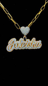 Pendentif Moissanite Hip Hop en argent Sterling 925 populaire avec lettre glacée personnalisée en émail blanc pendentif coeur plaqué or - Product Image 4