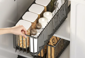 Slim Pull Out Pantry Basket Carbon Steel Sliding Organizer Space Saving Cupboard Worktop <b>Storage</b> <b>Rack</b> - Product Image 2