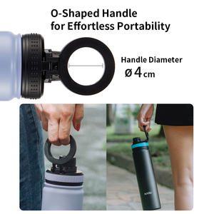 Bouteille isotherme portable en acier inoxydable 18/10 à double paroi de 26 oz, design nordique, couvercle anti-fuite avec paille, maintien au froid pendant 24h - Product Image 3