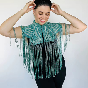 Top Corto Blanco Bohemio con Flecos para Mujer, Top sin Mangas con Cuello en V de Algodón Crudo, Top de Playa de Tela Bohemia - Product Image 1