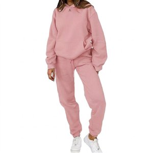 Conjunto de Sudadera con Capucha y Pantalones de Felpa de Algodón Oversize para Mujer, Chándal Casual de Invierno, Sudadera de Manga Larga, Pantalones Holgados de Corte Completo - Product Image 1