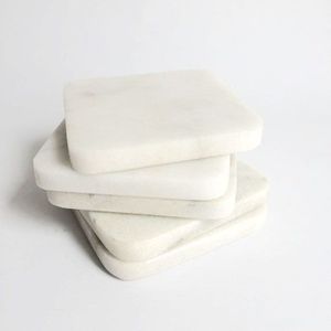 Natural White <b>Marble</b> <b>Coasters</b> for Home and Hotel Use Round <b>Marble</b> <b>Coaster</b> Set Manufacturer Direct Price - Product Image 4