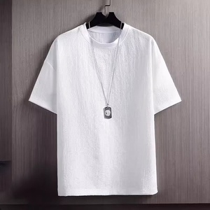 Camiseta de Manga Corta Holgada de Seda Fría para Hombre, Tallas Grandes, Diseño de Logotipo Personalizado, Casual y Versátil, para Verano - Product Image 3