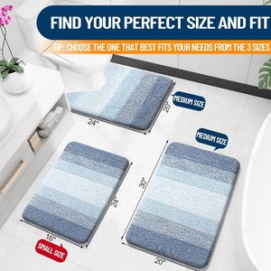 Hot Selling 17"x24" Microfiber Bath <b>Mat</b> Super Absorbent Non-Slip Floor Thick Plush Shaggy Tufted <b>Bathroom</b> Rug Washable Hotel - Product Image 2
