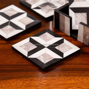 Modern Wooden <b>Square</b> Coasters Set with Leaf Pattern Non-Slip <b>Table</b> Mats for <b>Coffee</b> and Dining <b>Table</b> Decor - Product Image 2