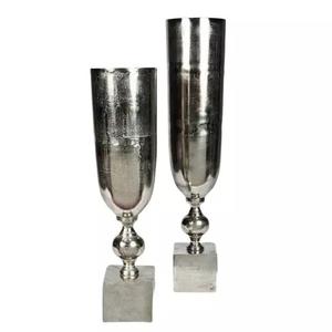 Vase à fleurs en métal de style nordique, plaqué argent, haut, pour table, décoration de mariage, centre de table, bureau contemporain - Product Image 1