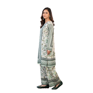 Elegante traje estampado con costuras para mujer, con kameez y pantalón a juego - Product Image 1