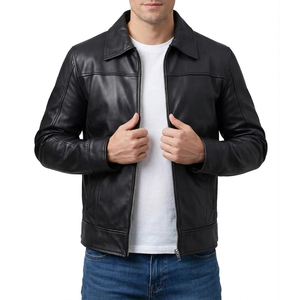 Chaqueta de cuero con efecto tie-dye para hombre, diseño de patrón sólido, chaqueta de cuero genuino, estilo urbano moderno, ropa de moda colorida. - Product Image 1