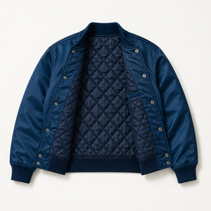 Custom Name Men's Winter Varsity Jacket Wool/Polyester Blend Heated Breathable Windproof Casual Style <b>Covered</b> <b>Button</b> Front - Product Image 3