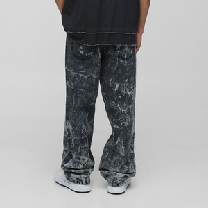 Fabricant de jeans en denim personnalisés, jeans évasés pour hommes, streetwear classique, jeans vintage à ourlet brut, pantalons jeans à jambe droite, jeans baggy pour hommes - Product Image 3