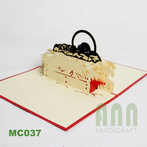 ANN HANDICRAFT MC037 Custom 4 Color Laser Cut Pop-up 3D Paper <b>Matte</b> <b>Varnishing</b> Eco-Friendly Christmas Jesus Greeting - Product Image 1