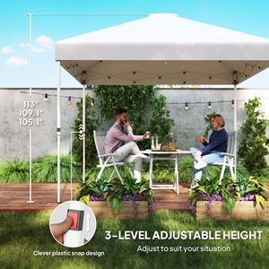Tenda a baldacchino bianca 3x3 metri con pareti laterali e protezione solare regolabile in altezza con tasche portaoggetti - Product Image 6