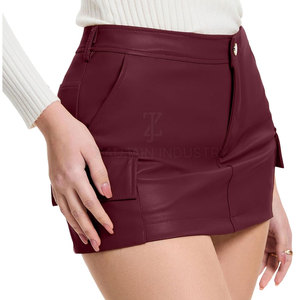 Jupe cargo en cuir style moderne, taille haute, coupe confortable, poches fonctionnelles, solution de fabrication sous marque privée - Product Image 3