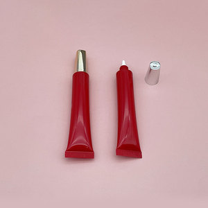 Tùy chỉnh in <span class=keywords><strong>20ml</strong></span> màu đỏ công suất nhỏ Ống mềm nhựa mỹ phẩm bao bì chăm sóc da ống với vòi phun dài mũ - Product Image 3