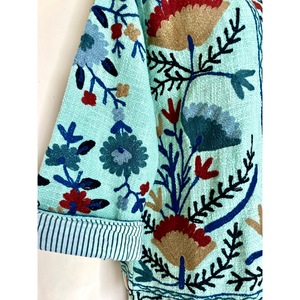 Veste universitaire en toile de coton brodée à la main SHYAM EXPORT, col mandarin, motif floral, manches classiques, automne-hiver - Product Image 6