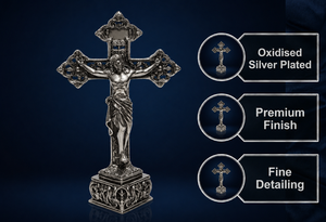 Idole de Jésus plaquée argent oxydé 999 de Jaipur Metals |   Statue chrétienne 100% en laiton |   5 x 3 x 7,5 cm |   74 g |   Cadeau - Product Image 2