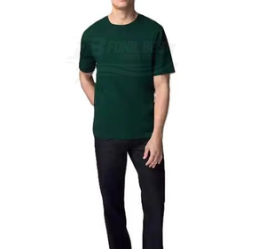 T-shirt de fitness vert pour homme, 100% coton, coupe classique, col rond, séchage rapide, respirant, motif uni, manches courtes - Product Image 3