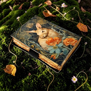 Cuaderno de Cuero de 200 Hojas, Estilo Vintage, Diseño Floral de Conejo, Multicolor, Regalo - Product Image 2