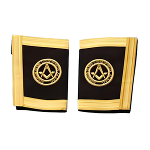 Manchette en velours personnalisée pour Grand Officier Maçonnique, motif croix, broderie dorée faite main, tissu noir – Meilleure vente - Product Image 1