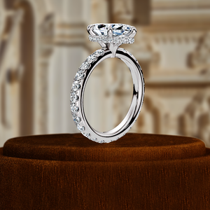 Lab Grown Diamond Ring, Full Pave Band, Hidden Halo Setting Anniversary Ring, IGI Certified Diamond Ring, 14k White Gold Ring - Product Image 1