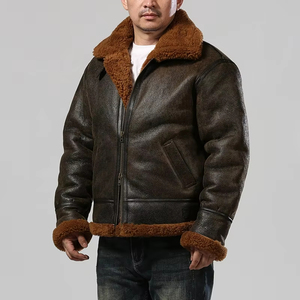 Veste en cuir véritable pour homme, style aviateur B3, en peau de mouton, fourrure naturelle, chaude pour l'hiver, de haute qualité, 2026 - Product Image 3