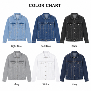 Chaqueta Vaquera Clásica para Hombre, Color Azul Claro, Algodón Lavado, Cuello Camisero, Corte Regular, Cierre de Botón, para Otoño - Product Image 4
