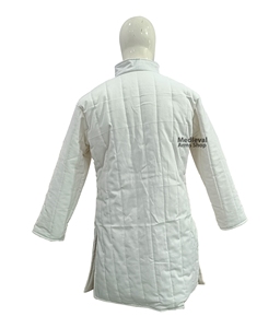 High Quality Medieval <b>White</b> Gambeson Long Length Full Sleeve Cotton Padded Aketon Jacket Reenactment Fair and Historical Party - Product Image 2