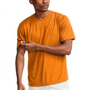 Camiseta de Manga Corta Azul para Hombre, 100% Poliéster, Corte Regular, Secado Rápido, Color Sólido, Cuello Redondo Informal, Diseño Liso de Punto - Product Image 5