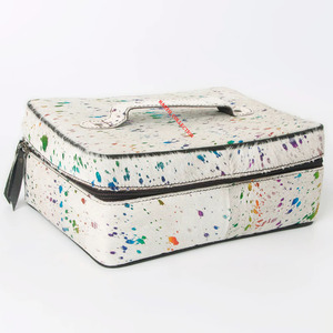 Bolso de mano de cuero para mujer con diseño de piel con efecto salpicado de color, cierre de doble cremallera, estructurado, para llevar en la mano, ideal para la noche o viajes. - Product Image 5