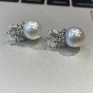 Boucles d'oreilles en perles d'Edison argentées naturelles de Zhuji, rondes et brillantes, perles de reine des neiges, bijoux élégants en perles d'Edison argentées - Product Image 3