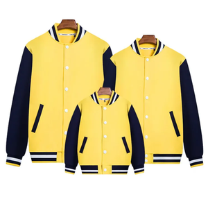 Veste universitaire rouge en coton et polyester unisexe, décontractée, pour l'automne, couleur unie, fermeture à boutons, col rabattu, coupe classique - Product Image 5