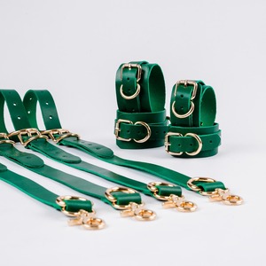 Custom Genuine Leather Bed Restraints <b>Bondage</b> Straps <b>Set</b> Adjustable Wrist Ankle Cuffs Accessories OEM RTTS-0111 - Product Image 3