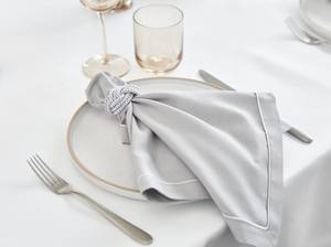 Anneaux de serviette - Argent |   Mélange de coton |   Lavable en machine |   Décoration de table classique - Product Image 3