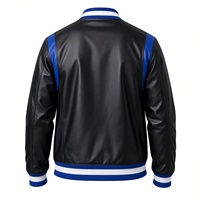Blouson universitaire en polyester noir et bleu roi pour homme, broderie de lettres grecques, blason, simple bouton, pour fraternité, hiver