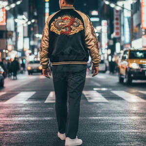 Chaqueta Sukajan Bordada Hecha en Pakistán, Colores Brillantes, Sin Decoloración, Transpirable, Ecológica, Fácil de Lavar, Ligera, para Invierno - Product Image 3