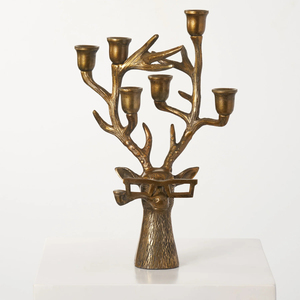 Creative Handmade Embossed Metal Reindeer Candle Holder <b>Candelabra</b> Gold Antique Finish Animal Design Candle Stand Christmas - Product Image 3