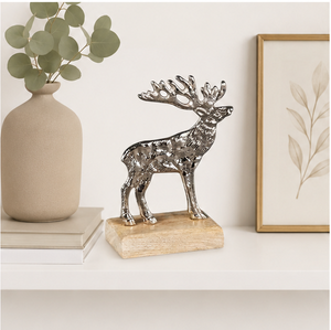 Handcrafted 3D Chrome Reindeer Statue Elegant Metal Deer Craft Ornament For Festive Mantel Display & Nordic Style <b>Winter</b> <b>Decor</b> - Product Image 4
