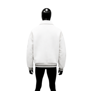 CASUAL <b>WHITE</b> VARSITY <b>JACKET</b> FOR <b>MEN</b> CLASSIC STYLE PREMIUM ZIP FRONT CASUAL STREETWEAR FASHION OUTERWEAR URBN FASHION WHOLESALE - Product Image 2