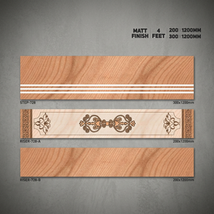 Azulejos de escalera con aspecto de mármol impreso en acabado mate-Nuevo diseño marrón de porcelana esmaltada, escalón de 1200x300mm y elevador de 1200x200mm - Product Image 3