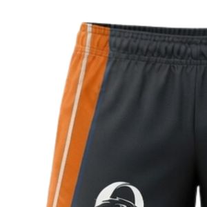 Shorts de netball unisexe noir et orange sublimés en polyester, vêtements de sport légers pour l'entraînement et les matchs - Product Image 4