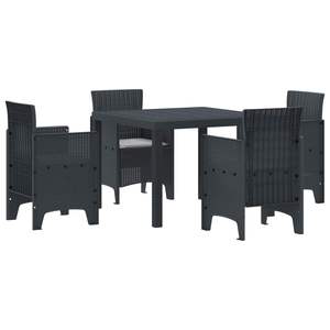 Ensemble de salle à manger de jardin en polypropylène anthracite, 5 pièces, résistant aux intempéries, mobilier d'extérieur au design contemporain - Product Image 2