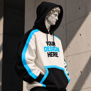 เสื้อฮู้ดดี้แบบตัดเย็บตามสั่ง |   ผ้าฝ้ายฟลีซแบบคัลเลอร์บล็อก |   เสื้อสเวตเชิ้ตสตรีทแวร์ขนาดใหญ่พิเศษ - Product Image 3