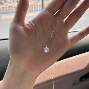 18K <b>Gold</b> Queen Aurora <b>Necklace</b> with Sea Water Akoya <b>Pearl</b> Pendant Versatile Classic Style Round Heavenly Maiden <b>Necklace</b> - Product Image 4